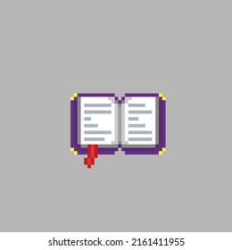 opened book in pixel art style