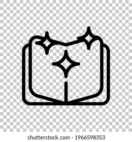 Opened book, read literature, library logo. Black editable linear symbol on transparent background