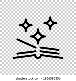 Opened book, read literature, library logo. Black editable linear symbol on transparent background