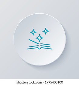 Libro abierto, lectura de literatura, logotipo de biblioteca. Cortar círculo con capas grises y azules. Estilo de papel