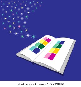 opened book with stream of stars
