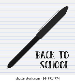 Opened book with text and a pen. Back to school - Vector