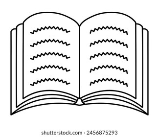 Opened book of Thor. Sketch. Holy book in Judaism. Vector illustration. Outline on isolated background. Jewish traditional religious law. Coloring book for children. Doodle style. Idea for web design.