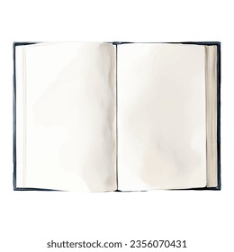 Opened Book Top View Isolated Hand Drawn Watercolor Painting Illustration