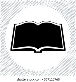 Opened book vector icon - black  illustration