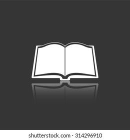 opened book vector icon with mirror reflection