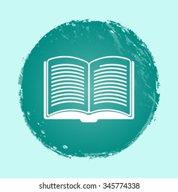 opened book vector icon on round button