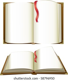 Opened books with blank pages