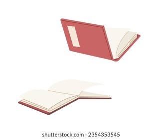 Opened books isolated on white background. Illustration of notebook, studying, school, homework, reading, library. Flat vector illustration.