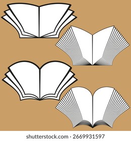 Opened books set. Vector education symbols. Reading knowledge illustration. Book pages concept. EPS 10.