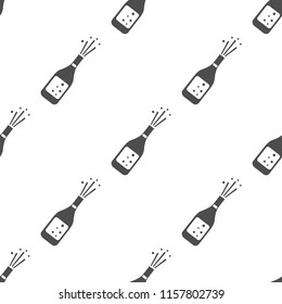 opened bottle of champagne icon vector, can be used for web and mobile design seamless pattern