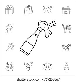 opened bottle of champagne line icon. Set of Christmas and New Year icons. Signs, outline symbols collection, simple thin line icons for websites, web design, mobile app on white background