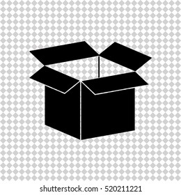 Opened box - black  vector icon