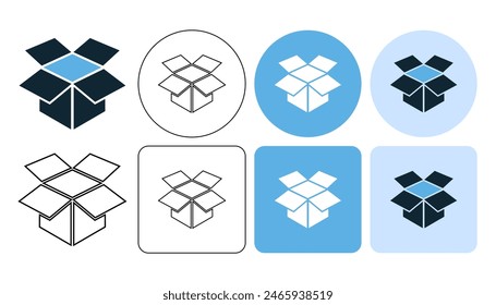 caja abierta, embalaje de la entrega de la cartulina, símbolo del icono de la señal de envío diseño ui y ux, glifos e icono de la línea del trazo