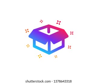 Opened box icon. Logistics delivery sign. Parcels tracking symbol. Dynamic shapes. Gradient design opened box icon. Classic style. Vector