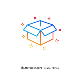 Opened box line icon. Logistics delivery sign. Parcels tracking symbol. Gradient design elements. Linear opened box icon. Random shapes. Vector
