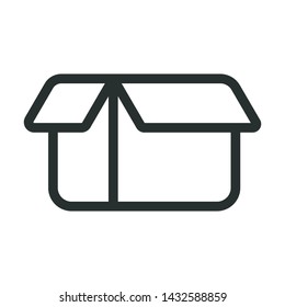 opened box side view - minimal line web icon. simple vector illustration. concept for infographic, website or app.