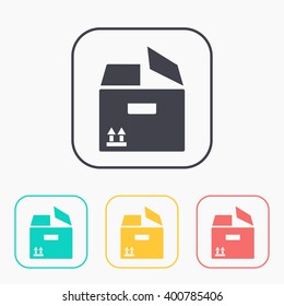 opened box vector color icon set 