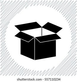 Opened box vector icon - black  illustration