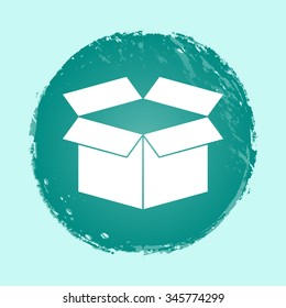 opened box vector icon on round button