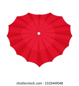 Opened Bright Red Umbrella With Heart Shape Vector Illustration