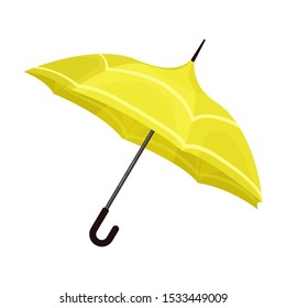 Opened Bright Yellow Umbrella Sofisticatedly Curved Vector Illustration