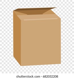 Opened brown rectangle box mockup. Realistic illustration of opened brown rectangle box vector mockup for web