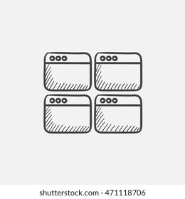 Opened browser windows sketch icon for web, mobile and infographics. Hand drawn vector isolated icon.