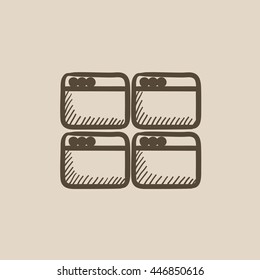 Opened browser windows vector sketch icon isolated on background. Hand drawn Opened browser windows icon. Opened browser windows sketch icon for infographic, website or app.