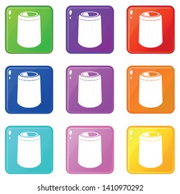 Opened bucket icons set 9 color collection isolated on white for any design