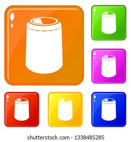 Opened bucket icons set collection vector 6 color isolated on white background