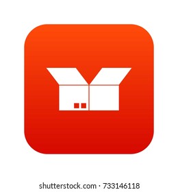Opened cardboard box icon digital red for any design isolated on white vector illustration