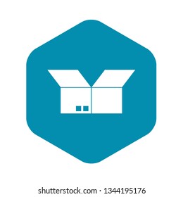 Opened cardboard box icon in simple style isolated vector illustration