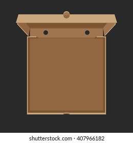 Opened cardboard box for Pizza. Vector flat illustration of pizzas box.