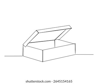 Desenho de esboço de papelão aberto ilustração. um desenho de linha contínua de cartão.