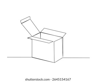 Desenho de esboço de papelão aberto ilustração. um desenho de linha contínua de cartão.