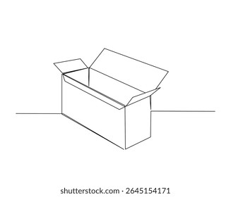 Desenho de esboço de papelão aberto ilustração. um desenho de linha contínua de cartão.