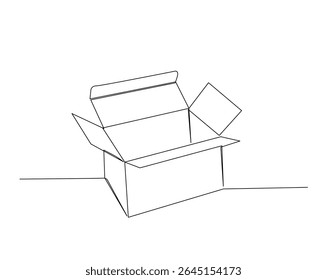 Desenho de esboço de papelão aberto ilustração. um desenho de linha contínua de cartão.