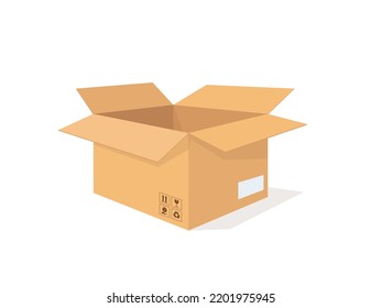 Caja de cartón abierta o ilustración de cartón
