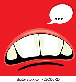 Opened cartoon mouths. 