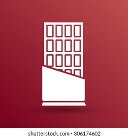 Opened chocolate bar vector icon logo design.