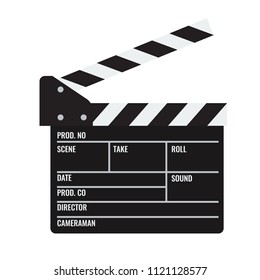 Opened Cinema or film clapper. Illustrated vector.