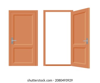Opened and closed doors vector illustration. EPS 10