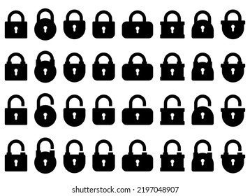 Opened and closed padlock icon in flat style. Lock vector illustration. Security check sign