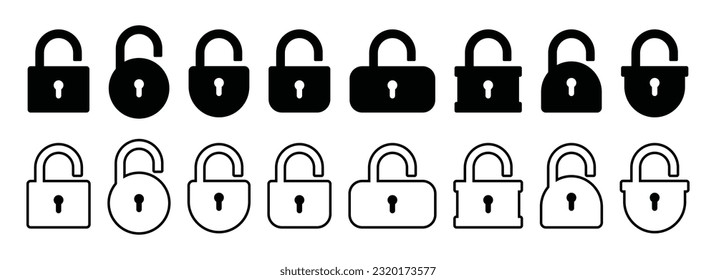 Opened and closed padlock icon in flat style. Lock vector illustration. Security check sign