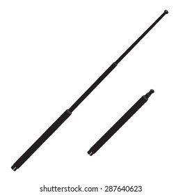 Opened and closed police telescopic self defense stick vector illustration