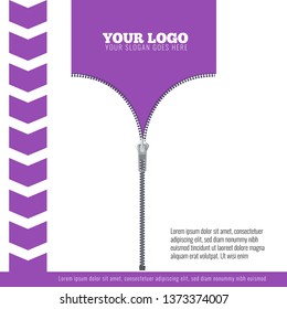 Opened and closed zip. Opening or closing zipper. Business background for your design. Vector illustration