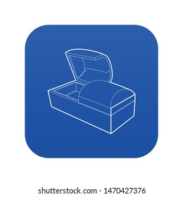Opened coffin icon blue vector isolated on white background