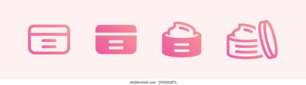 Opened cream Jar with Lid icon. Products vector on pick color illustration set.