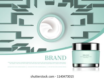 Opened day cream in bird eye view maze with sample cream